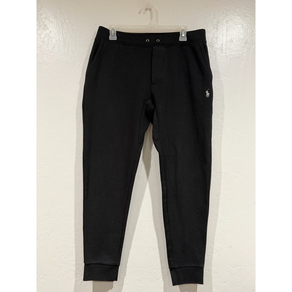 Polo Ralph Lauren Mens Double-Knit Jogger Pants Black Tapered Sweatpants Medium - Picture 2 of 8